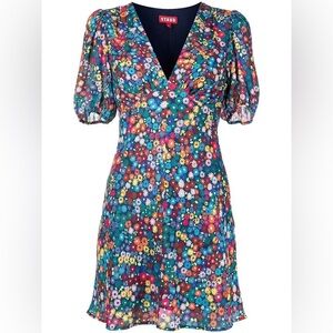 Staud Milla Mini Dress Rainbow Floral — Size 4